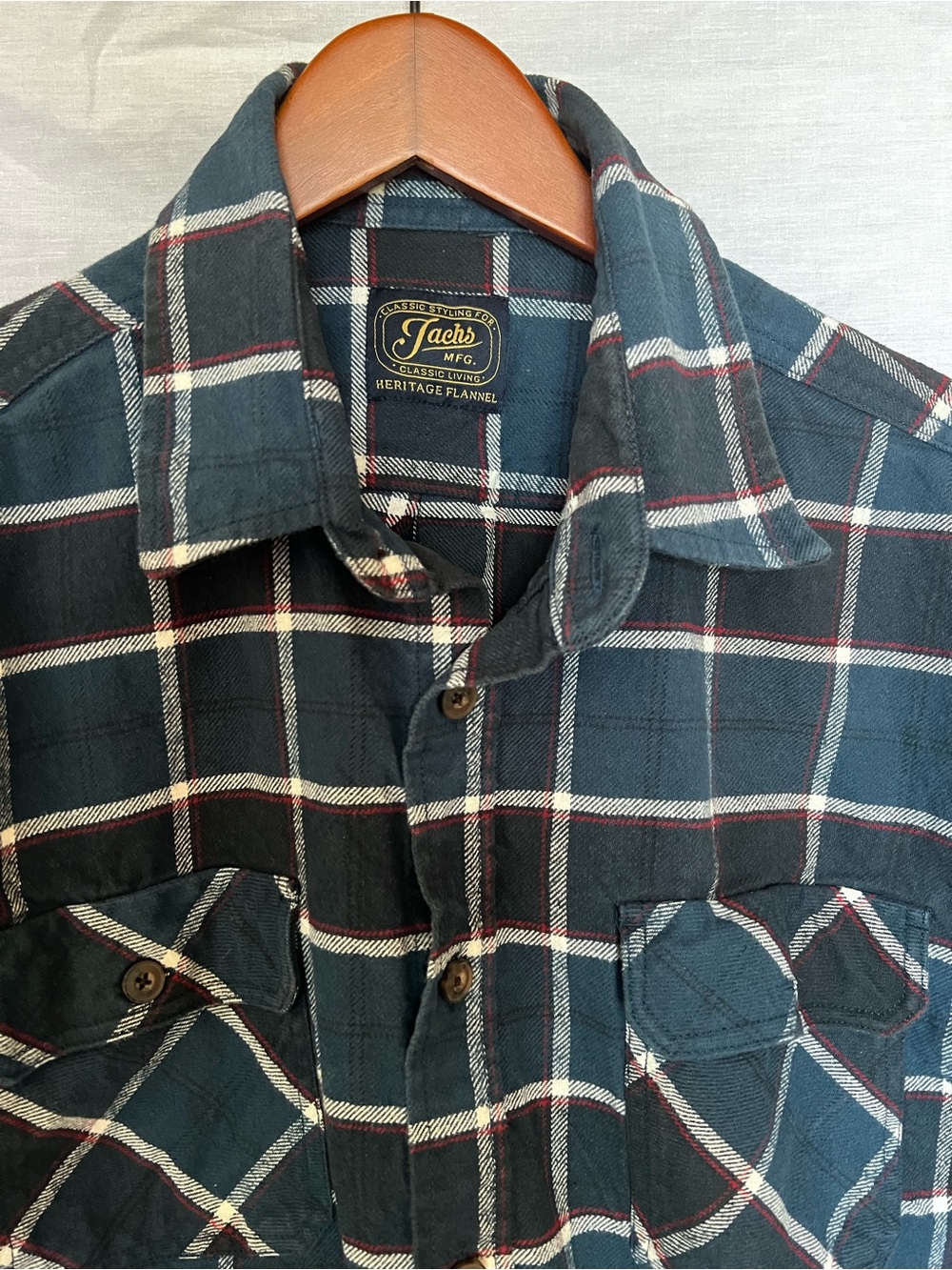 Jachs Men's Navy Plaid Flannel Shirt Jacket
